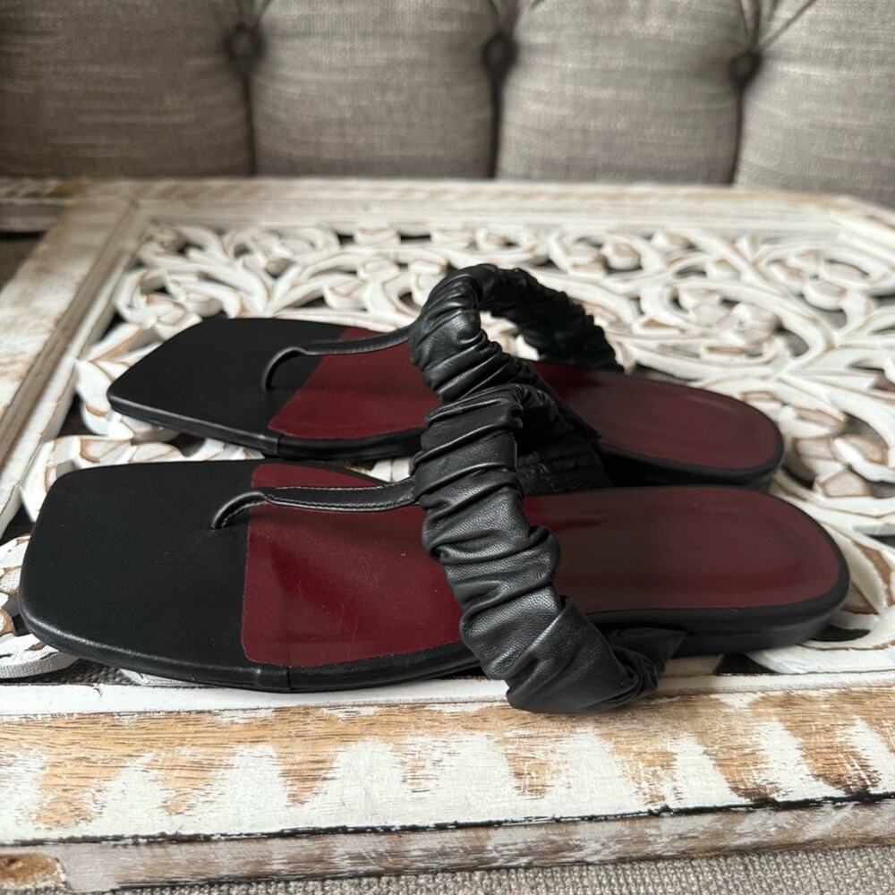 Staud Black Leather Square Toe Sandals Shoes Women's 38 7.5 - Picture 3 of 8